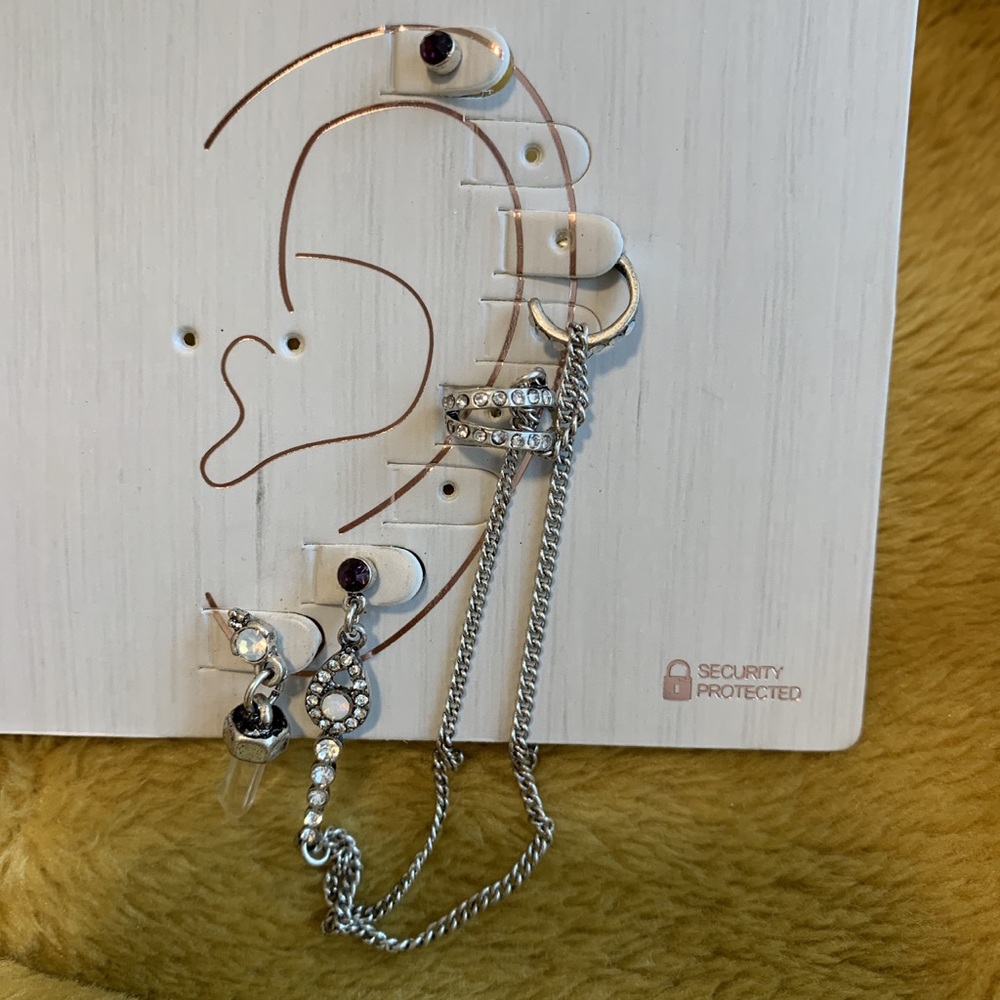 Silver ear cuff and earrings from Topshop